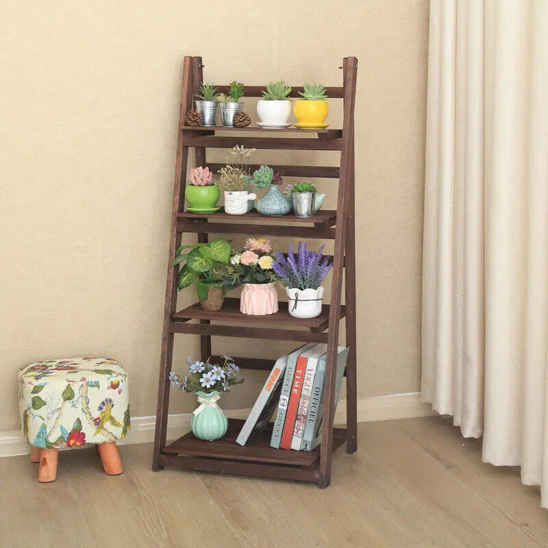 Ladder Shelf, Foldable, Rustic Wood