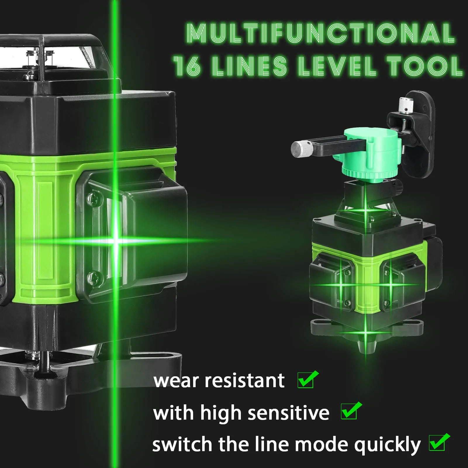 Laser Niveau, 16 Linjer, USB Genopladelig