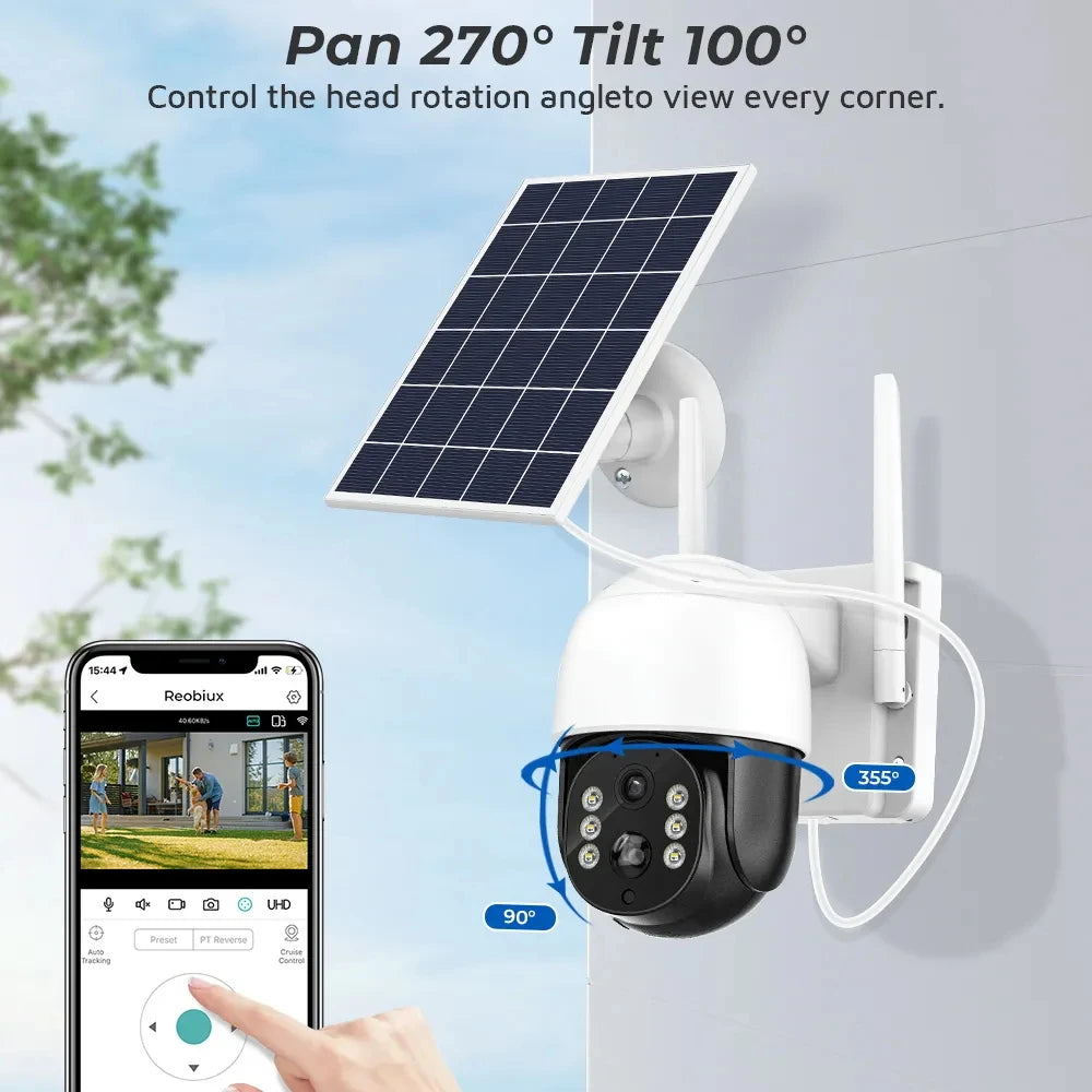 Camera solară wireless, conectivitate 4G, detectare mișcare PIR