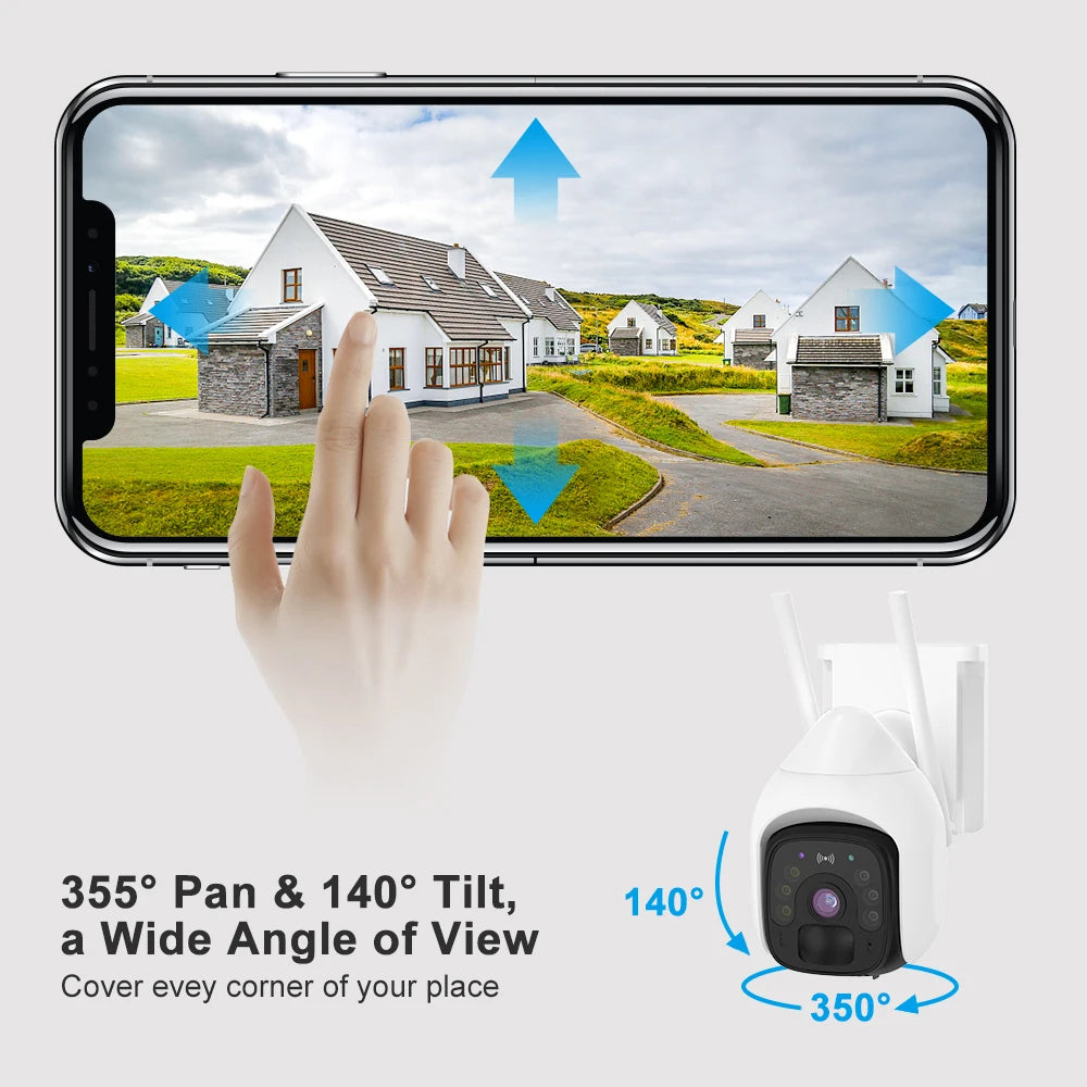 4G PTZ Camera, Solar Panel Powered, 18000mAh Battery