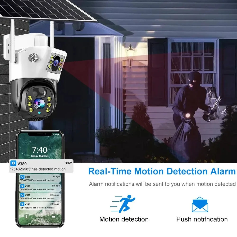 Solar Wireless Surveillance Camera, 4K Resolution, PIR Human Detection