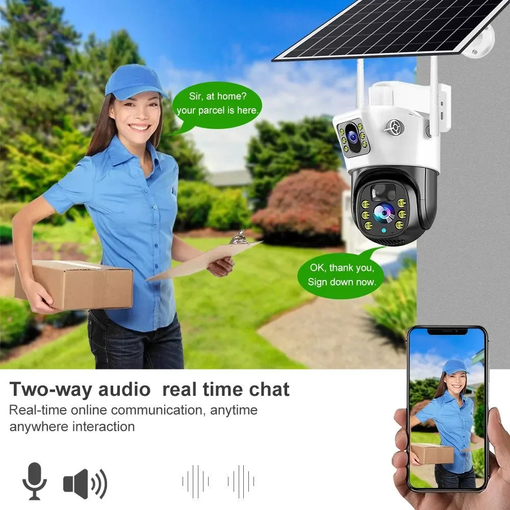 Solar Wireless Surveillance Camera, 4K Resolution, PIR Human Detection