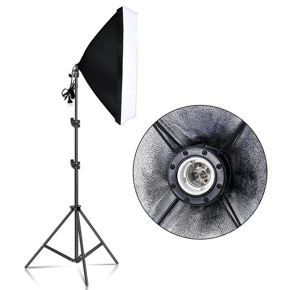 Fotografering Softbox Belysningskit, 50x70CM, Kontinuerligt Lys System