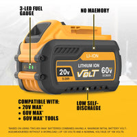 Dewalt Vervangingsbatterij, 60Ah/90Ah, Compatibel met FlexVolt Gereedschap