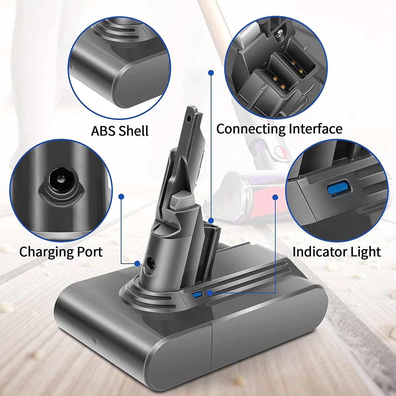 Dyson V6 V7 V8 V10 Batterieaustausch, 6000mAh, Staubsauger Batterie