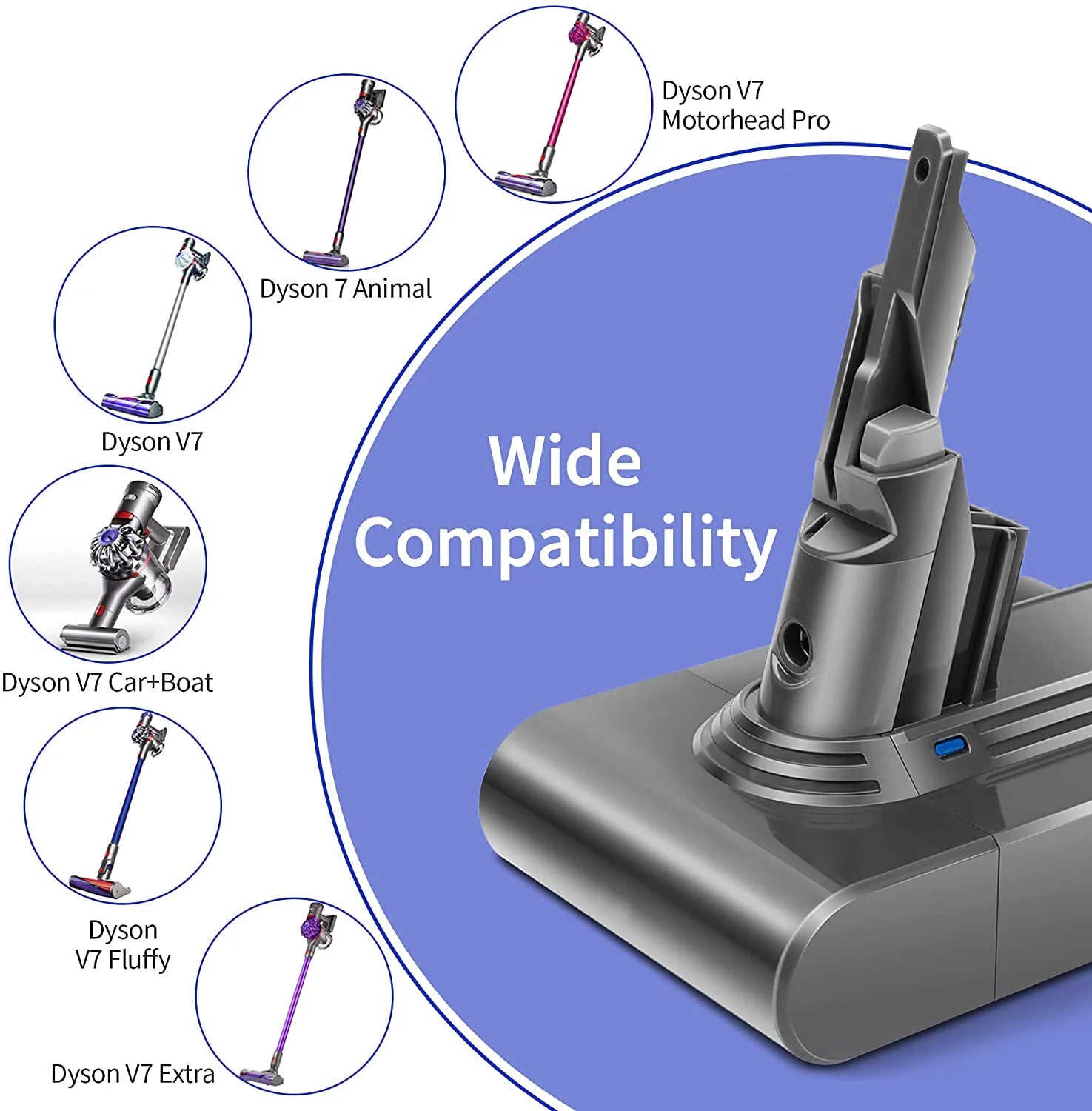 Dyson V6 V7 V8 V10 Batterijvervanging, 6000mAh, Stofzuiger Batterij