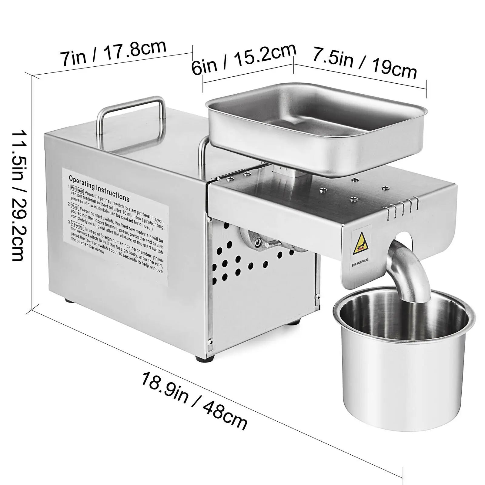 Automatic Oil Press Machine, Food-Grade Stainless Steel, 95% Extraction Rate, 460W