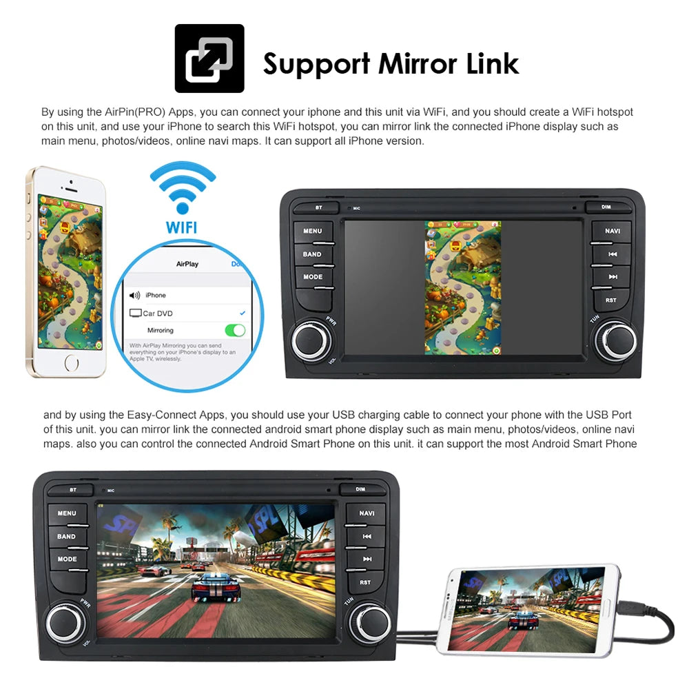 Audi A3 bilens multimediaspelare, Android 10, GPS-navigation