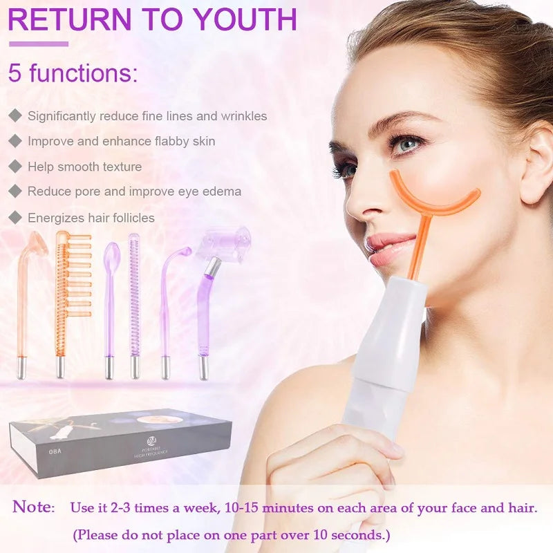 High Frequency Facial Machine, 7-in-1 Functionality, Acne Spot Remover