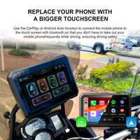 Motorcykel GPS-navigator, Trådløs Apple Carplay, Vandtæt IPX7-skærm