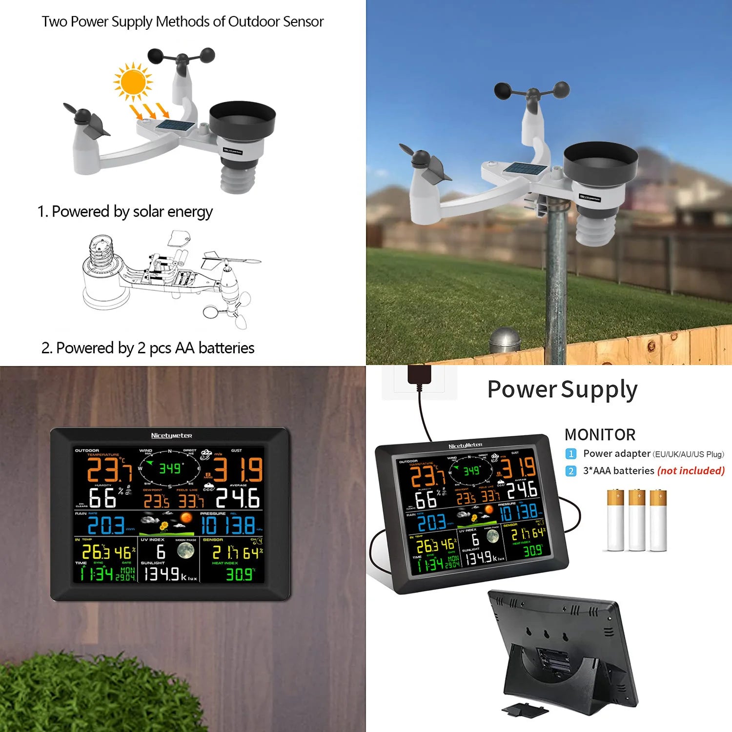 Weather Station, 10‘’ Display, Wireless Color Console