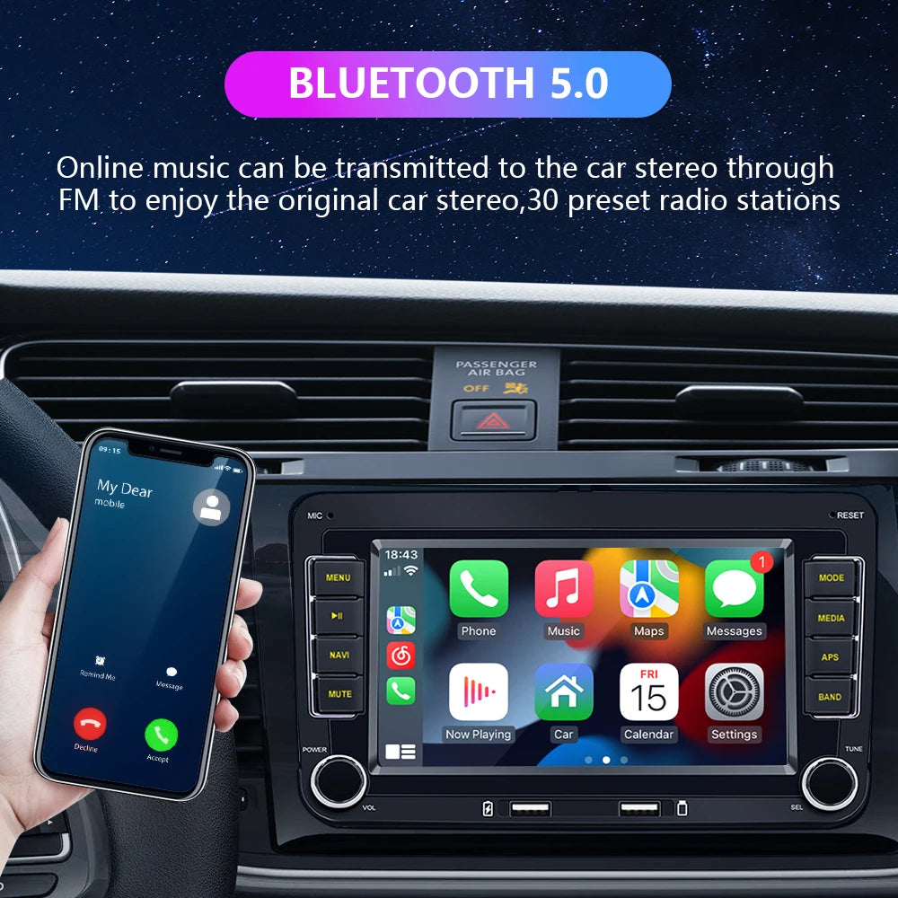 Car Radio, Wireless CarPlay, Android Auto