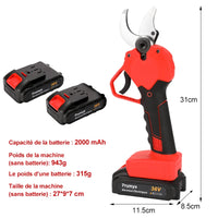 Electric Pruning Shears, Cordless Operation, 750W Power