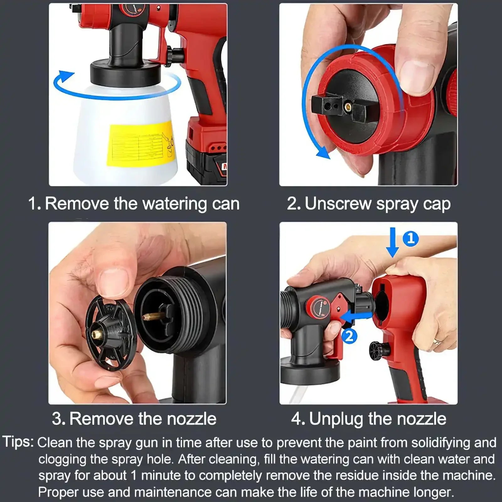 Elektrisk sprutpistol, trådlös drift, kompatibel med flera batterimärken.