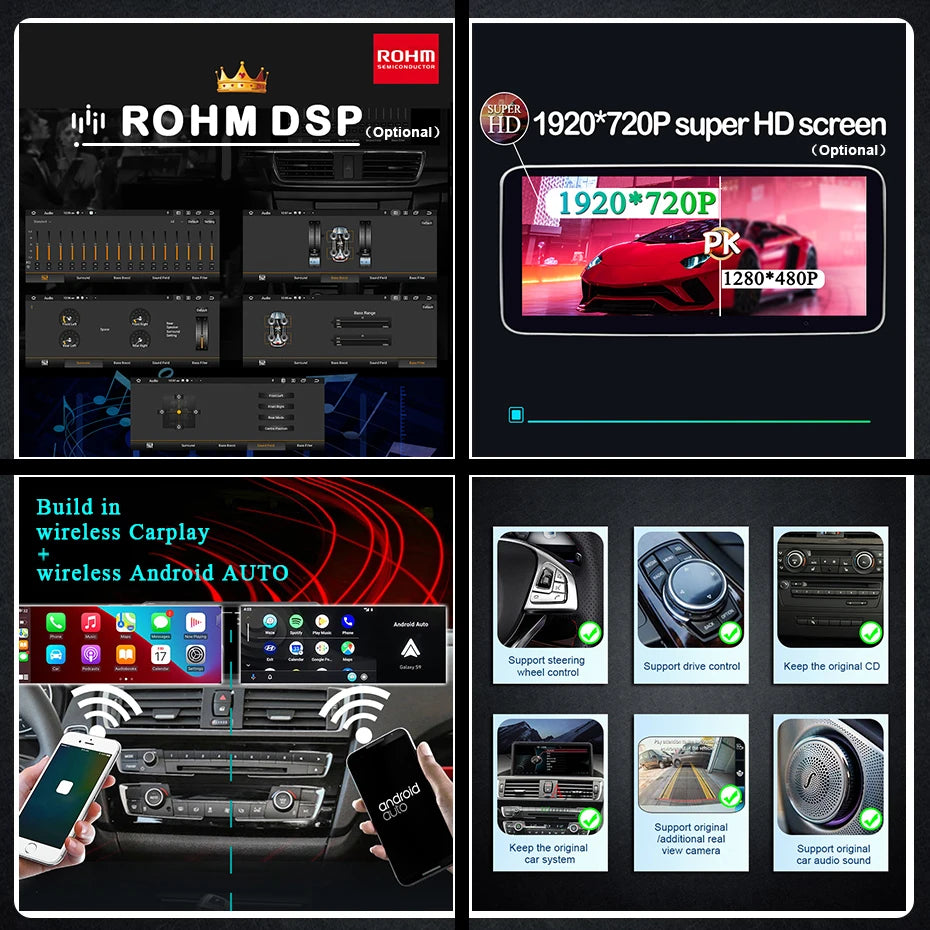 Bilradio Android 12, 8G 256G, BMW 1-serien F20 F21/3-serien F30 F31 F34/4-serien F32 F33 F36