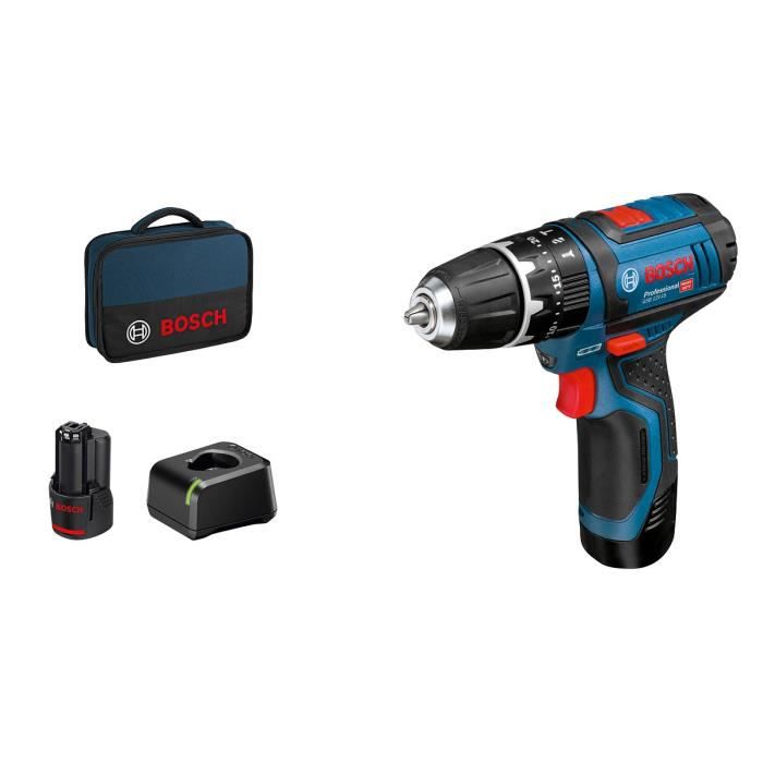 BOSCH PROFESSIONAL GSB 12V-15 impact driver drill + 2 batteries 2,0Ah + GAL 12V-20 + bag