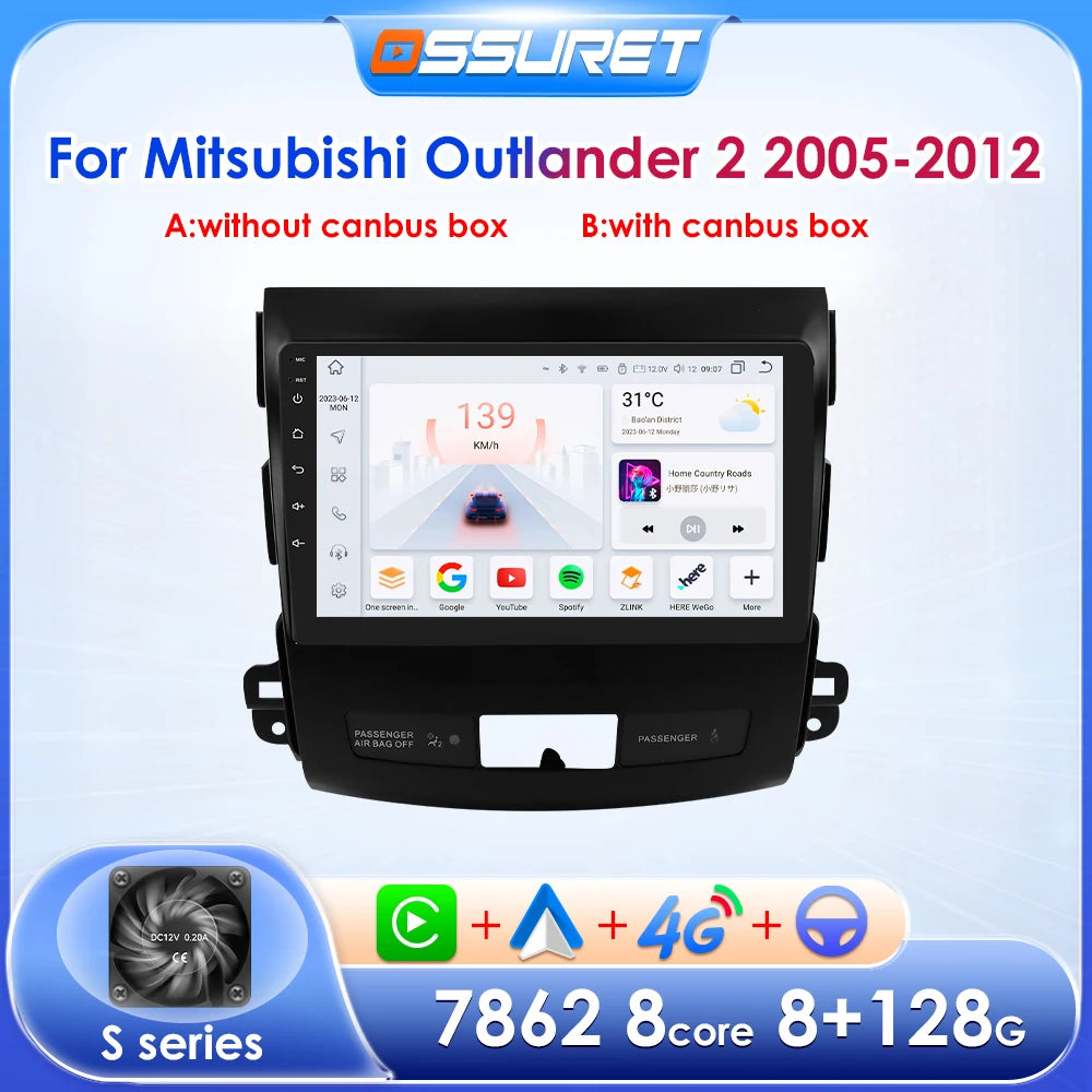 Player multimedia pentru radio auto, Peugeot 4007 Mitsubishi Outlander 2006-2011, Stereo pentru mașina Citroen C-Crosser.
