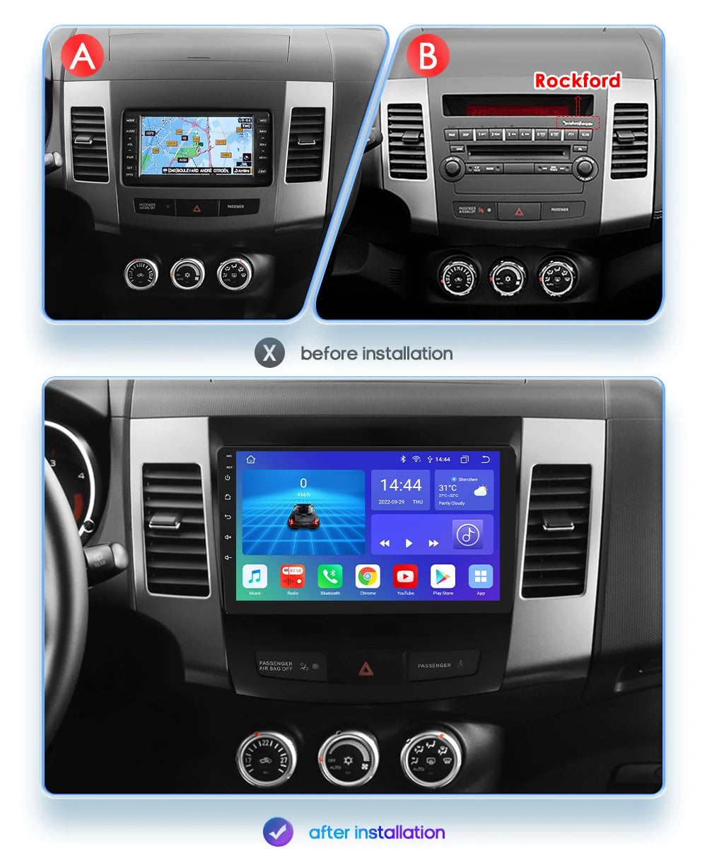 Player multimedia pentru radio auto, Peugeot 4007 Mitsubishi Outlander 2006-2011, Stereo pentru mașina Citroen C-Crosser.