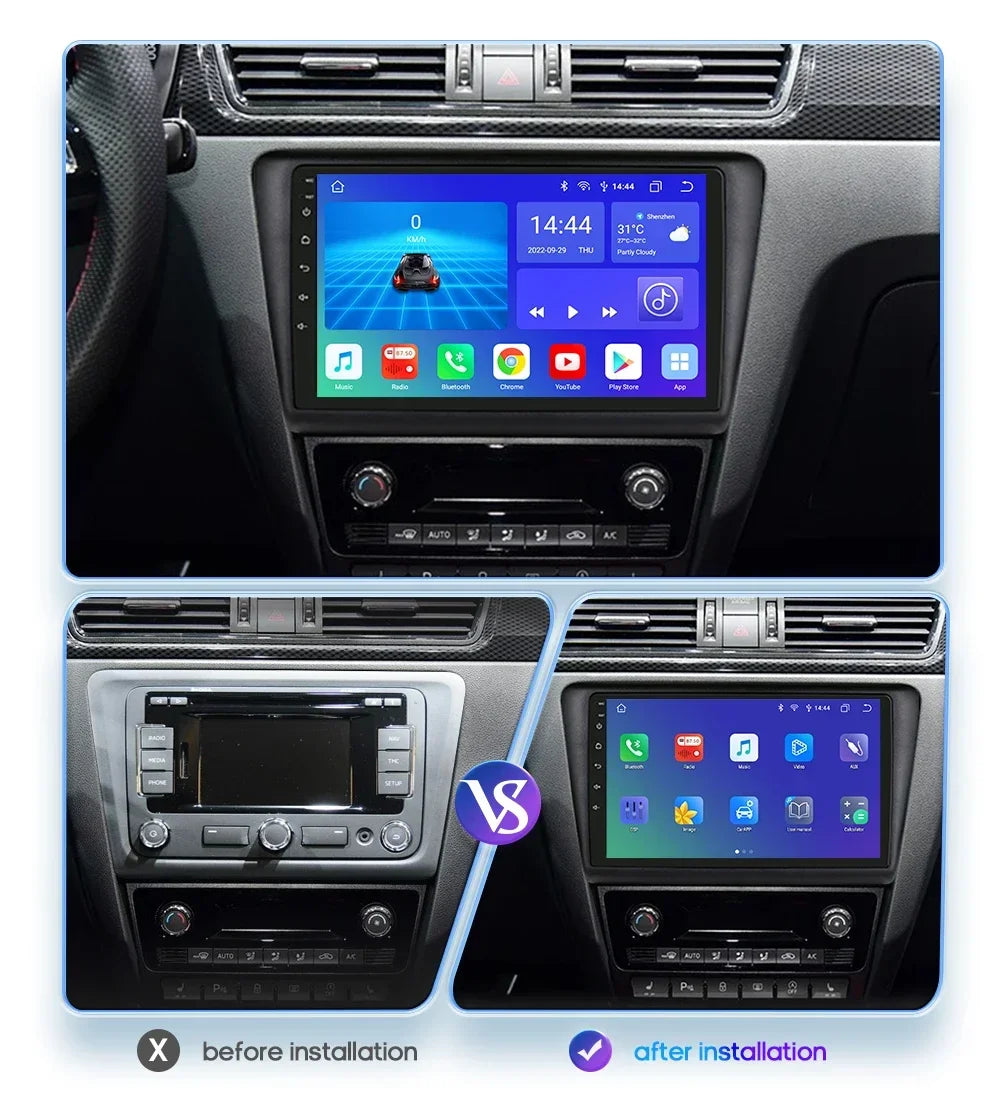 Car Stereo for SKODA Rapid, 2 Din, Wireless Carplay