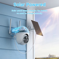 Solcellsövervakningskamera, 360° täckning, trådlös och vattentät