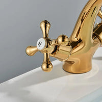 Bathroom Faucet, Antique Brass, Hot and Cold Water