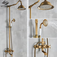 Bathroom Shower Set, Antique Brass, Wall Mounted