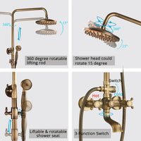 Badezimmer Duschset, Antik Messing, Wandmontage