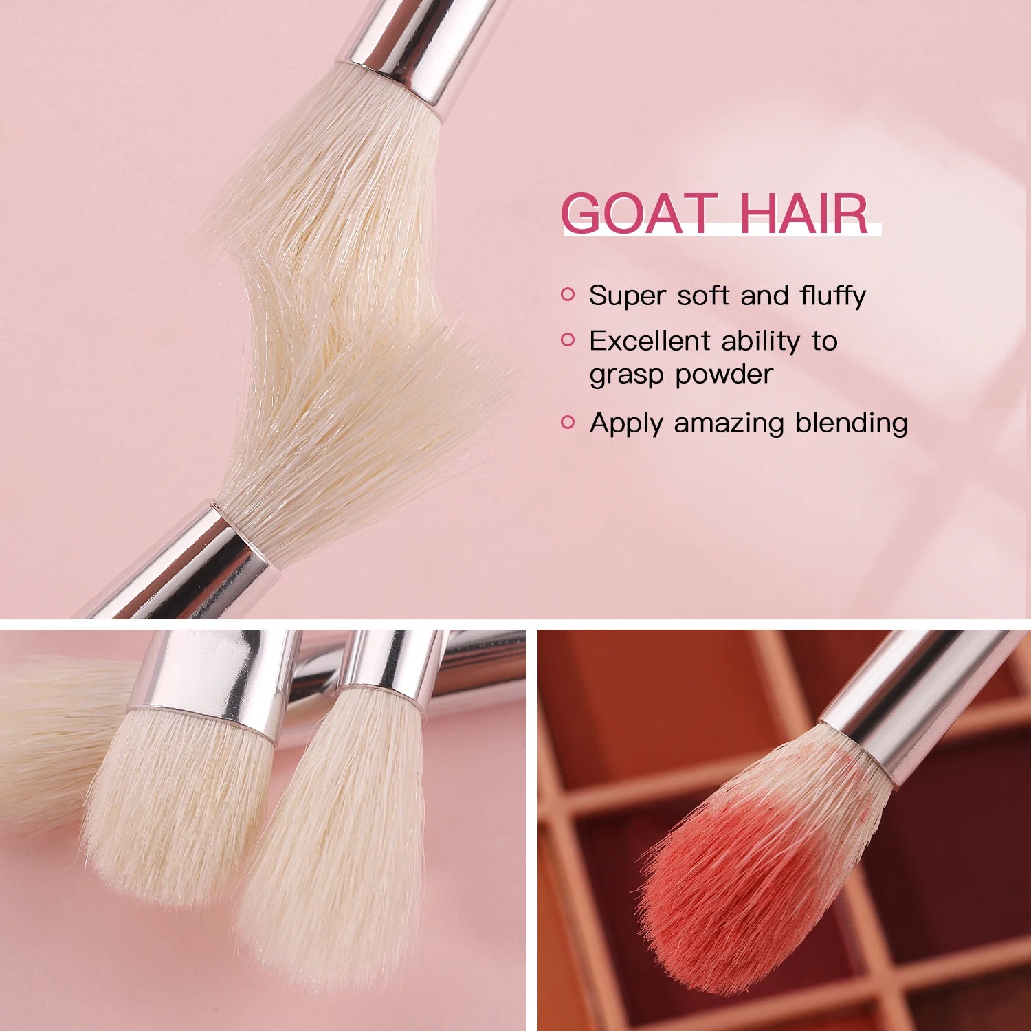 Makeup brushes set, Professional, Natural goat hair