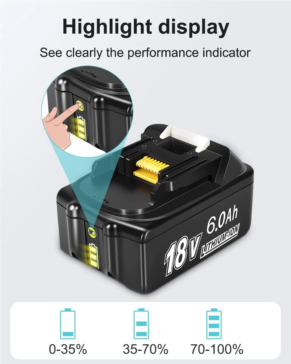 Rechargeable Battery for Makita, 6.0Ah, Lithium-ion Cell