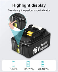 Makita 18V batteri, uppladdningsbart, litiumjoncell