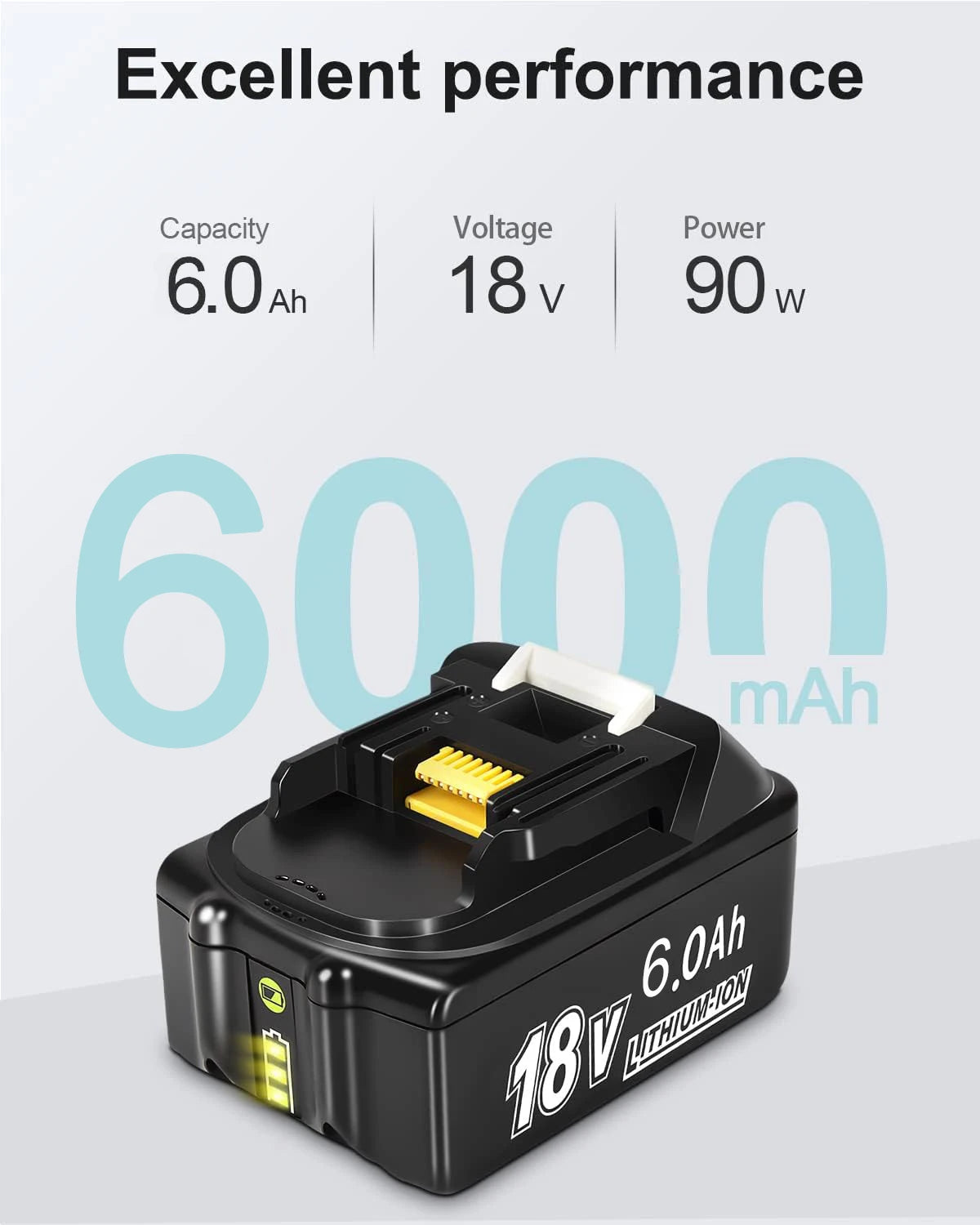 Rechargeable Battery for Makita, 6.0Ah, Lithium-ion Cell