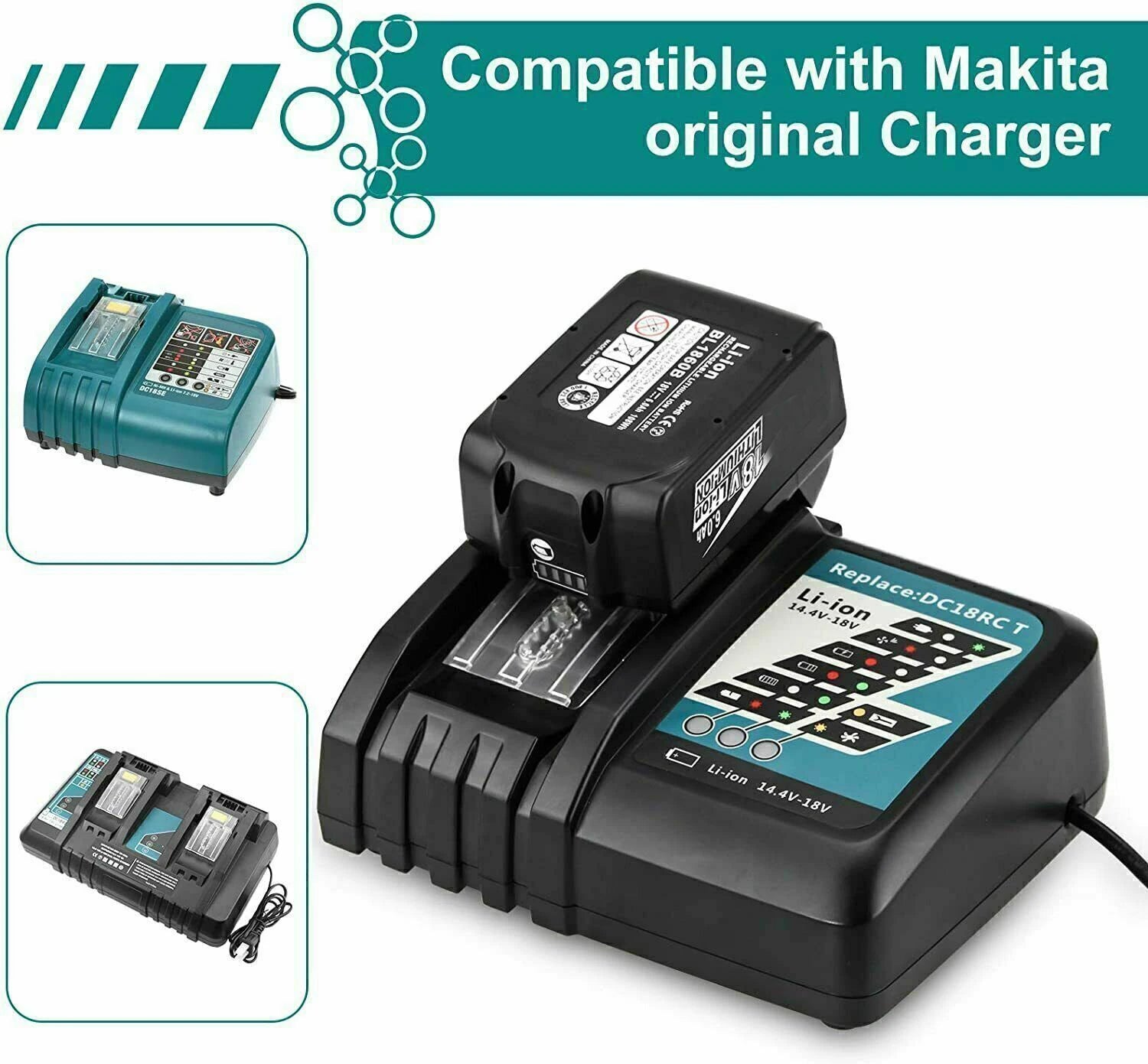 Makita 18V Batterij, 6Ah Capaciteit, Compatibel met BL1830/BL1860