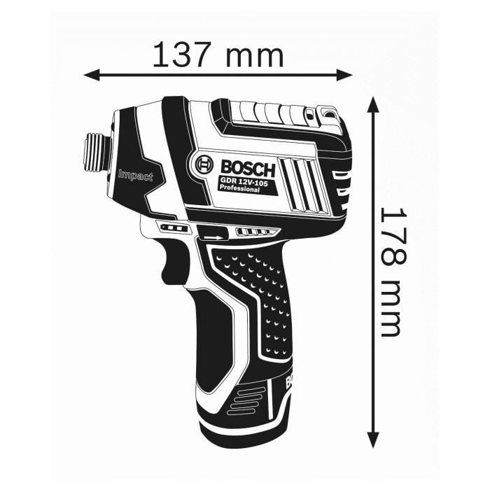 Bosch Professional GDR 12V-105 impact screwdriver + 2 2.0Ah batteries + LBOXX - 06019A6977