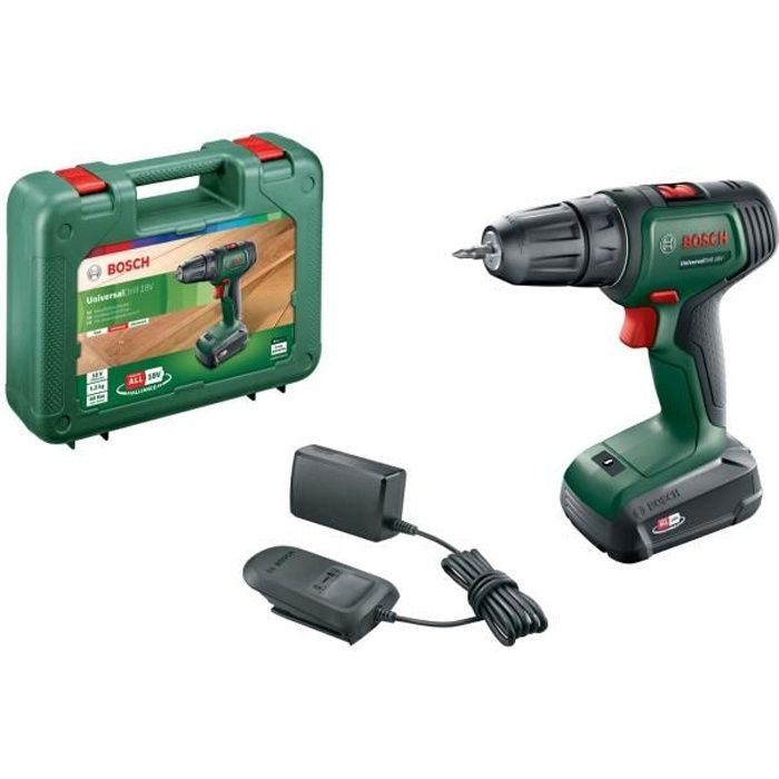 Wireless drill Bosch - Universaldrill 18 (1 battery 1.5 Ah, 1 charger, 1 screwing tip) - PowerForall