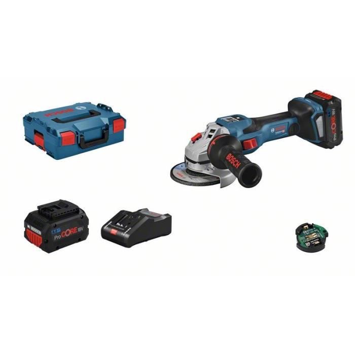 Grinder BOSCH PROFESSIONAL GWS 18V-15 SC + 2 batteries 5.5Ah ProCORE18V + GAL 1880 CV L-Boxx