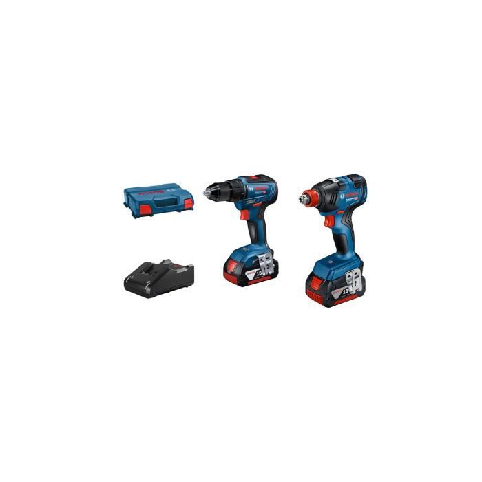 Kit 2 Tools with shock/wireless bolter GDX 18V-200 + drill-drilling with percussion GSB 18V-55 2x4.0Ah Gal 18v-40 L-Case