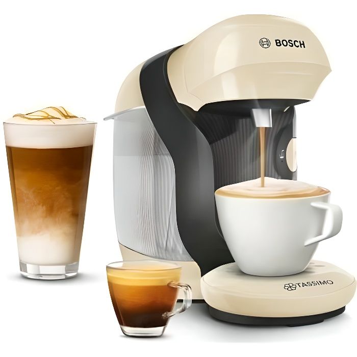 Compact Tassimo Style Multi -Boison Coffee Machine - Bosch Tas1107 - Vanilla Color - 40 Drinks - 0.7L - 1400W