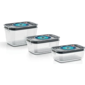 BOSCH - 3 airtight vacuum storage boxes: 0.7L, 1.0L and 1.5L - Drip tray - Day and month indicator - Tritan