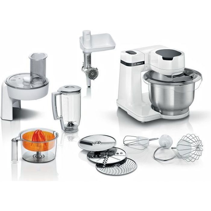 Kitchen Machine Serie 2 Bosch - Kitchen robot - 700W - 4 speeds + turbo - 3.8 l stainless steel mixer - Blender 1.25 L - White