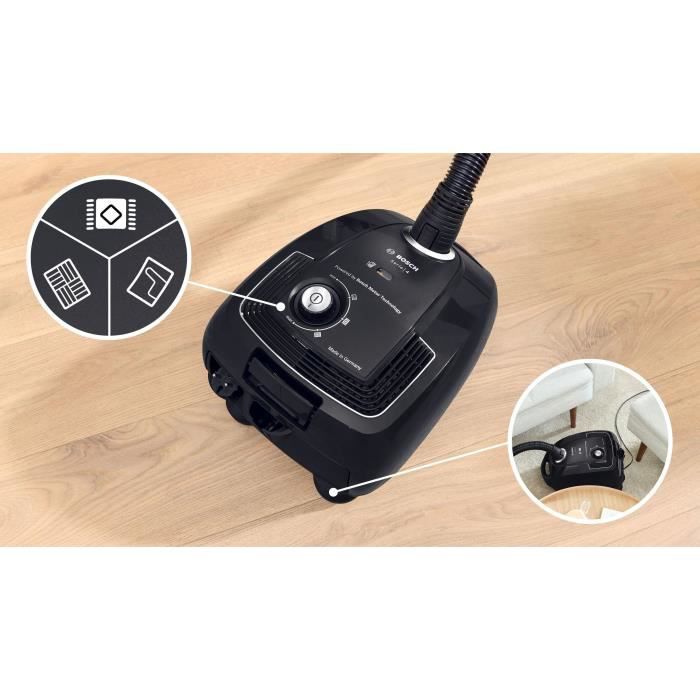 Bosch GL38 Black - vacuum cleaner Bag - 600 W - 79 DB - (H) EPA - 10m - 4 L Bag - Power variator