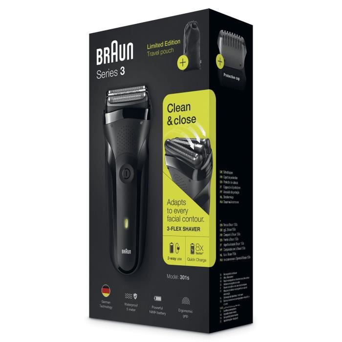 Braun Series 3,301S Black wireless razor