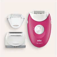 BRAUN EPILATOR SE 3410-20 tweezers-System soft lift tips-Continuous feeding-Shaving head-Accessory trimmer