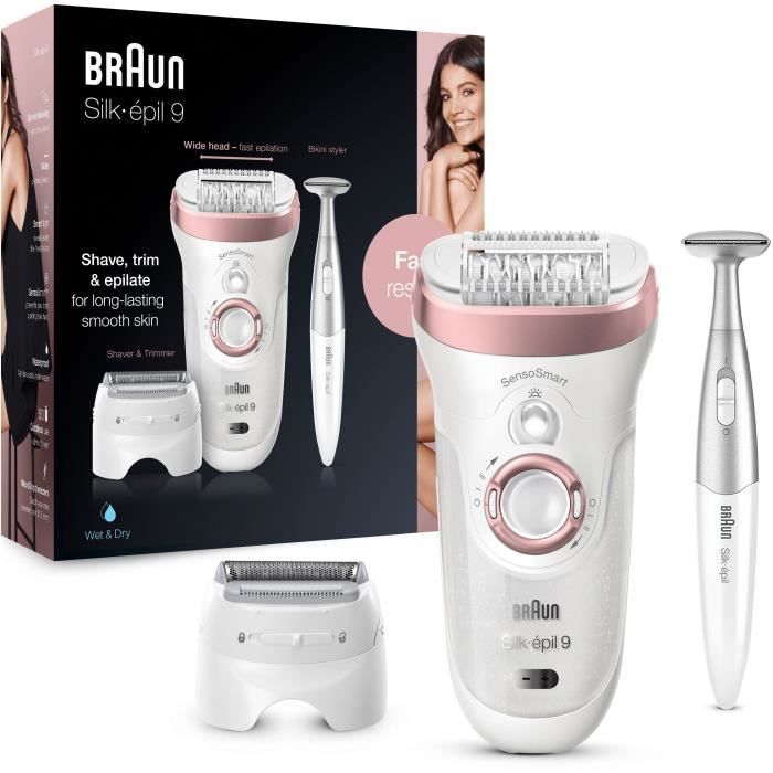 Braun Silk-epil 9 9-890 Wireless Epilator white-pink gold with precision razor