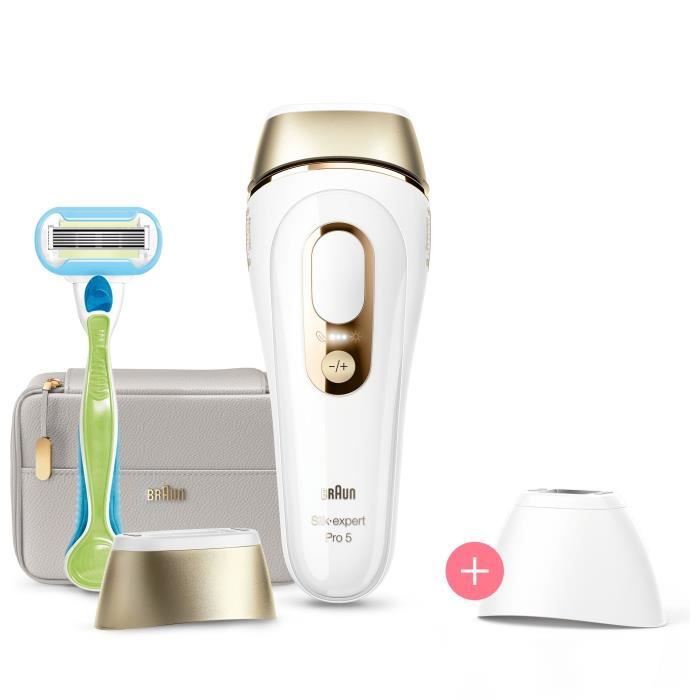 Silk pulsed light epilator · Expert Pro 5 PL5154 with 3 accessories: precision head, razor come, flexible pocket - white