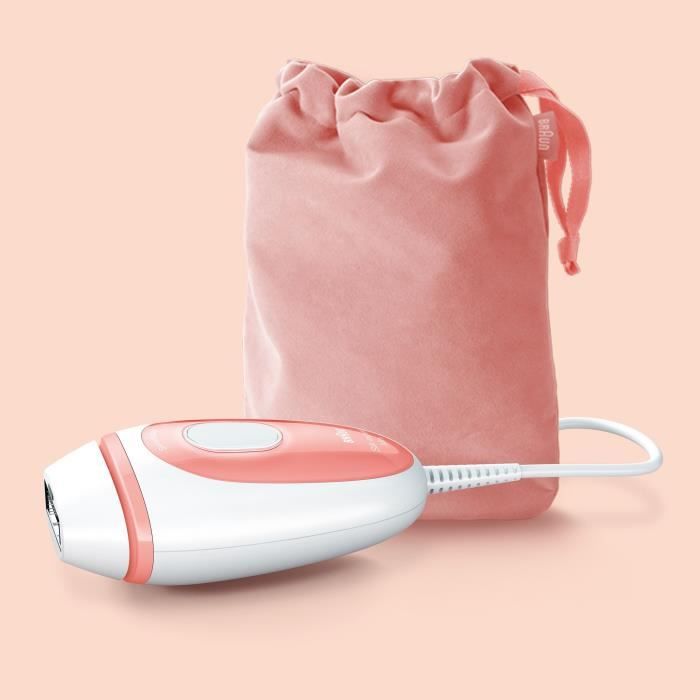 Braun Silk · Expert Mini PL1014, pulsed light epilator, semi-define hair removal, white/pink, with travel pocket