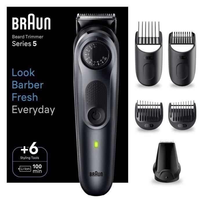 Braun Series 5 Beard Trimmer BT5450, Men's Trimmer with Styling Tools, 100 Minutes Run Time
