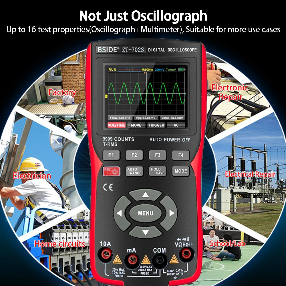 Digitales Oszilloskop Multimeter, Echtzeit-Abtastrate, Effektivwert (True RMS)