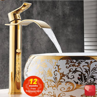 Bathroom Faucet, Gold Finish, Waterfall Design