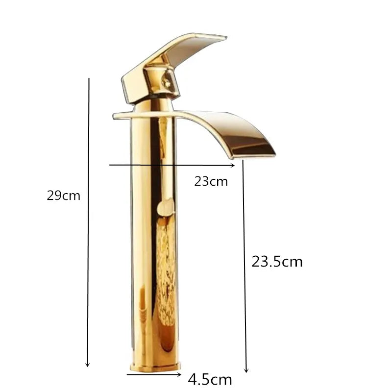Bathroom Faucet, Gold Finish, Waterfall Design