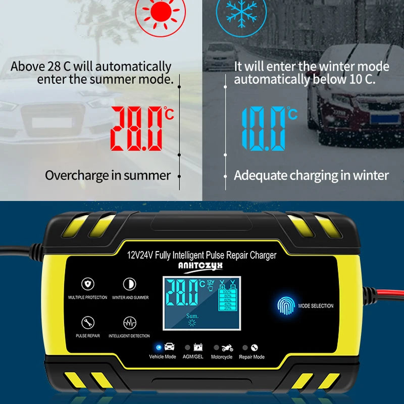 Autobatterieladegerät, 8A Schnellladung, LCD-Anzeige